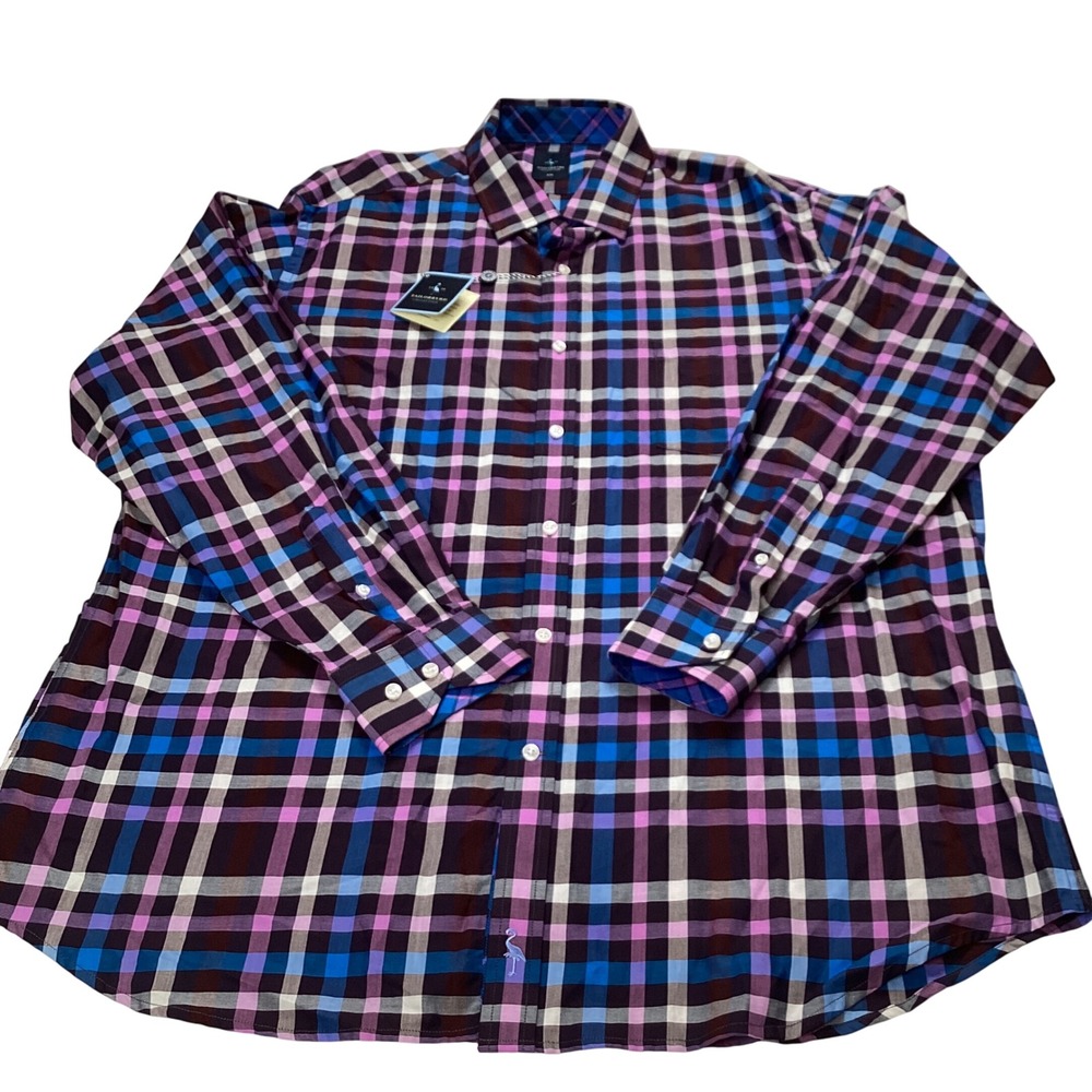 Tailorbyrd Collection‎ Men's XXL Plaid Button Down Shirt Long Sleeve Cotton